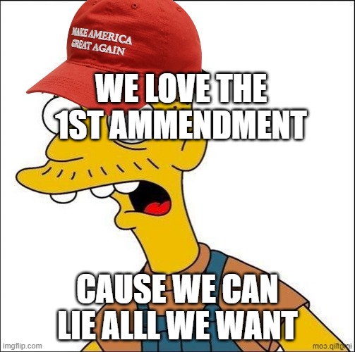 Soo many right wingers admited to lying | WE LOVE THE 1ST AMMENDMENT; CAUSE WE CAN LIE ALLL WE WANT | image tagged in some kind of maga moron | made w/ Imgflip meme maker