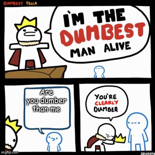 DUMB!!!!!!! | Are you dumber than me | image tagged in dumbest fella | made w/ Imgflip meme maker