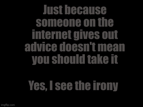 Wisdom is not dispensed on the internet | Just because someone on the internet gives out advice doesn't mean you should take it; Yes, I see the irony | image tagged in duh | made w/ Imgflip meme maker