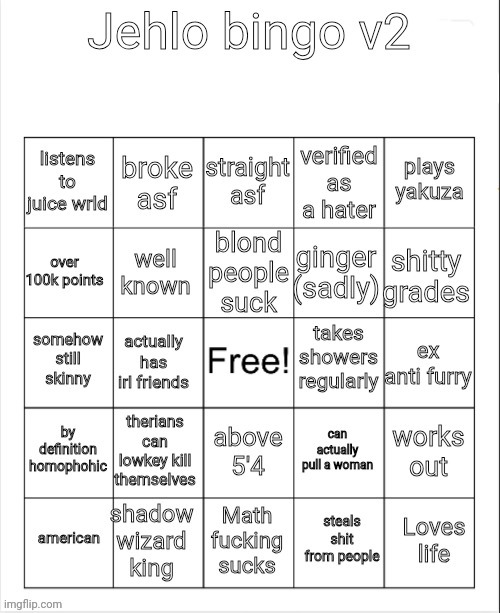 new bingo just dropped | image tagged in jehlo bingo v2 | made w/ Imgflip meme maker