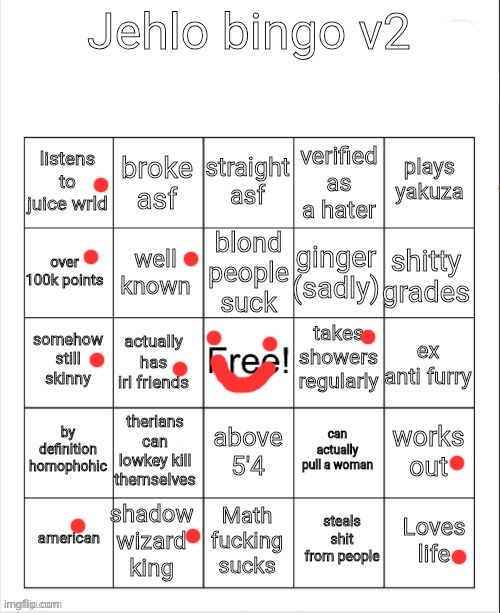 Jehlo bingo v2 | image tagged in jehlo bingo v2 | made w/ Imgflip meme maker