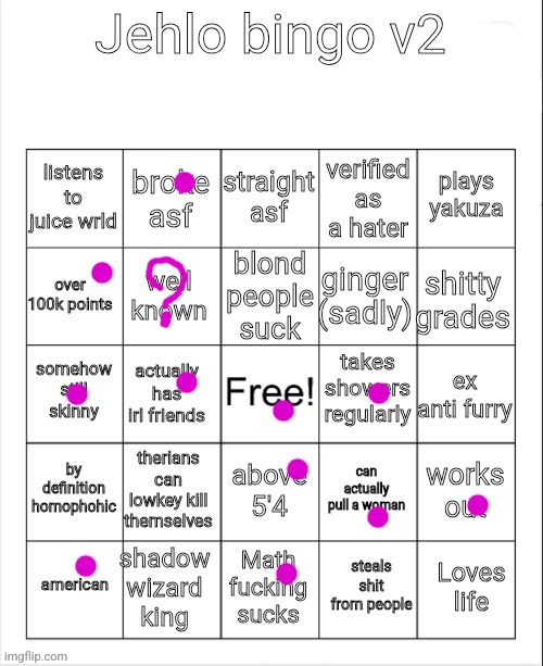 ㅤ | image tagged in jehlo bingo v2 | made w/ Imgflip meme maker