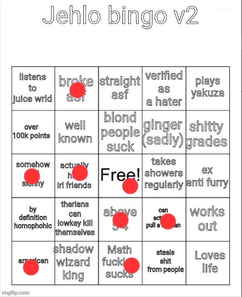 Jehlo bingo v2 | image tagged in jehlo bingo v2 | made w/ Imgflip meme maker