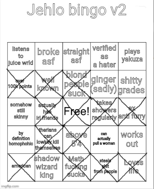 Jehlo bingo v2 | image tagged in jehlo bingo v2 | made w/ Imgflip meme maker