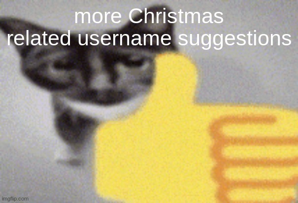 thumbs up cat | more Christmas related username suggestions | image tagged in thumbs up cat | made w/ Imgflip meme maker