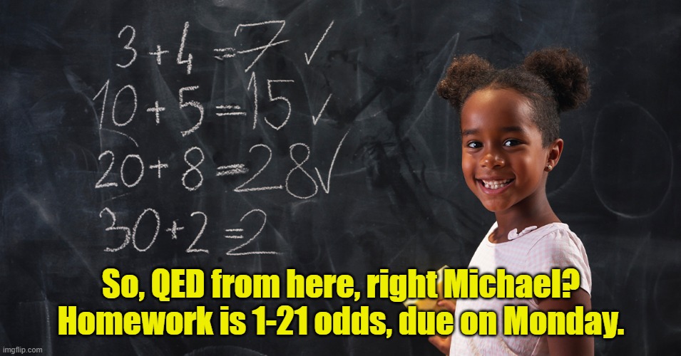 math meme | So, QED from here, right Michael?  Homework is 1-21 odds, due on Monday. | made w/ Imgflip meme maker