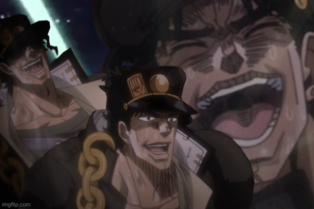 Laughing Jotaro | image tagged in laughing jotaro | made w/ Imgflip meme maker