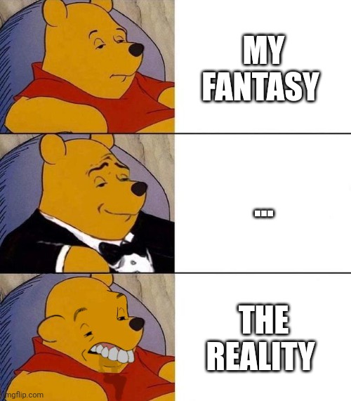 The reality | MY FANTASY; ... THE REALITY | image tagged in best better blurst | made w/ Imgflip meme maker