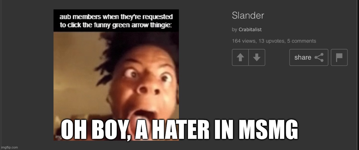 OH BOY, A HATER IN MSMG | made w/ Imgflip meme maker