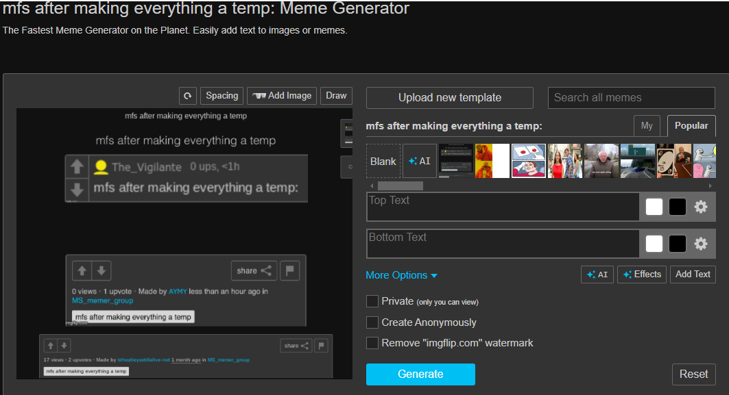mfs after making everything a temp: Blank Meme Template