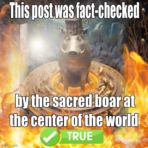 this post was fact checked by the boar at the center of the worl | image tagged in this post was fact checked by the boar at the center of the worl | made w/ Imgflip meme maker