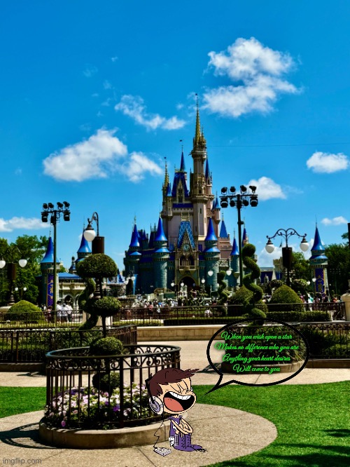 Luna in Front of Magic Kingdom | When you wish upon a star
Makes no difference who you are
Anything your heart desires
Will come to you | image tagged in the loud house,nickelodeon,orlando,florida,disney,disney world | made w/ Imgflip meme maker