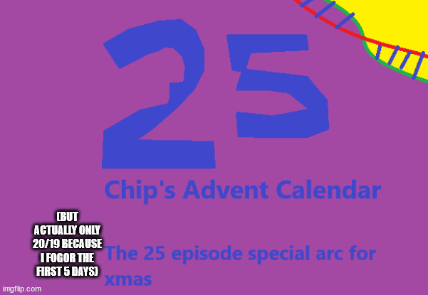 Chip's Advent Calendar.m3 | (BUT ACTUALLY ONLY 20/19 BECAUSE I FOGOR THE FIRST 5 DAYS) | made w/ Imgflip meme maker