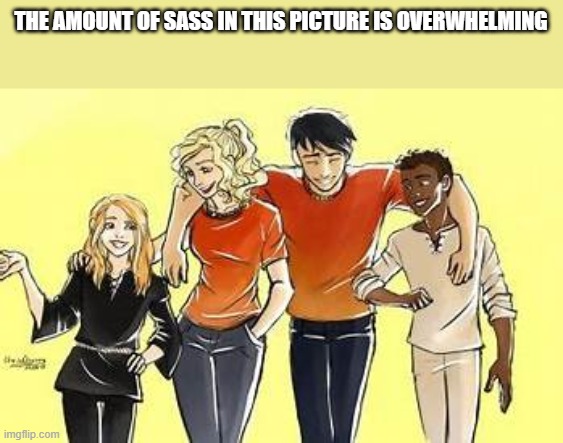 TOO MUCH SASS | THE AMOUNT OF SASS IN THIS PICTURE IS OVERWHELMING | image tagged in percy jackson | made w/ Imgflip meme maker