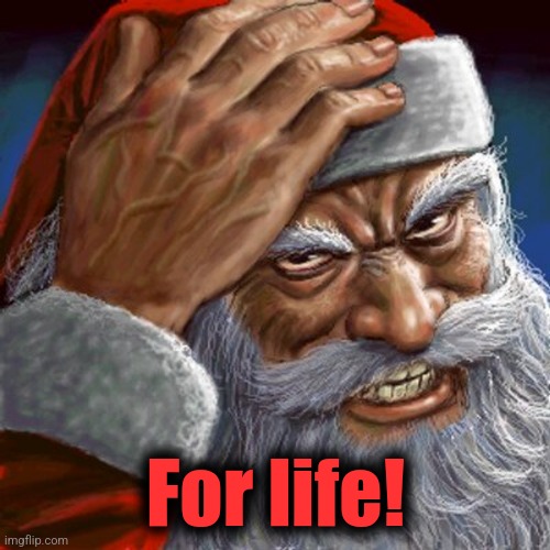 Angry Santa | For life! | image tagged in angry santa | made w/ Imgflip meme maker