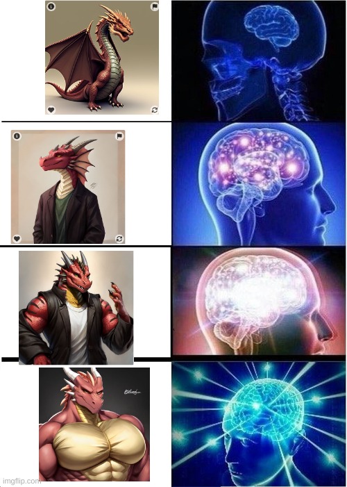 dragon | image tagged in memes,expanding brain | made w/ Imgflip meme maker