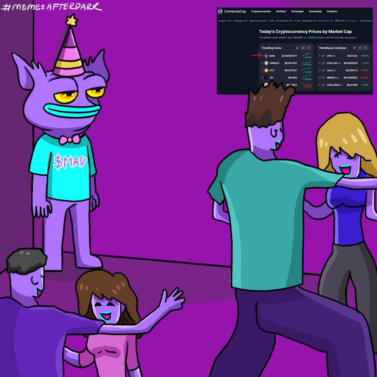 High Quality $MAD guy on corner of party Blank Meme Template