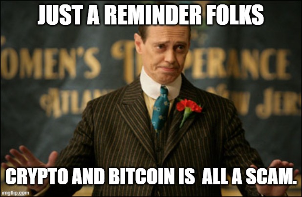 Don't fall for it!! | JUST A REMINDER FOLKS; CRYPTO AND BITCOIN IS  ALL A SCAM. | image tagged in bitcoin,crypto,scam | made w/ Imgflip meme maker