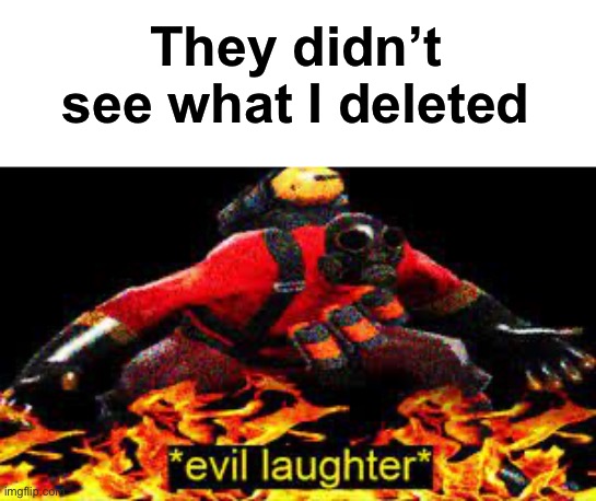 I deleted something, and y’all didn’t see it | They didn’t see what I deleted | image tagged in evil laughter,msmg | made w/ Imgflip meme maker