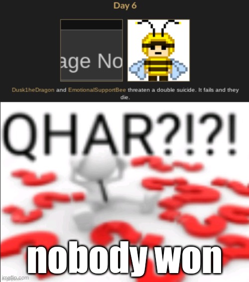 nobody won | image tagged in qhar | made w/ Imgflip meme maker