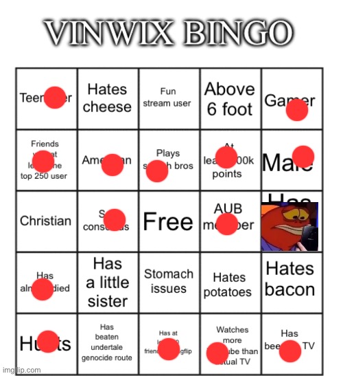 VinWix bingo | image tagged in vinwix bingo | made w/ Imgflip meme maker