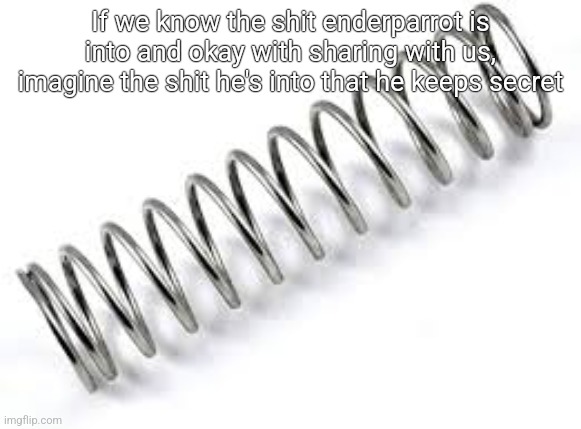 Boing | If we know the shit enderparrot is into and okay with sharing with us, imagine the shit he's into that he keeps secret | image tagged in boing | made w/ Imgflip meme maker