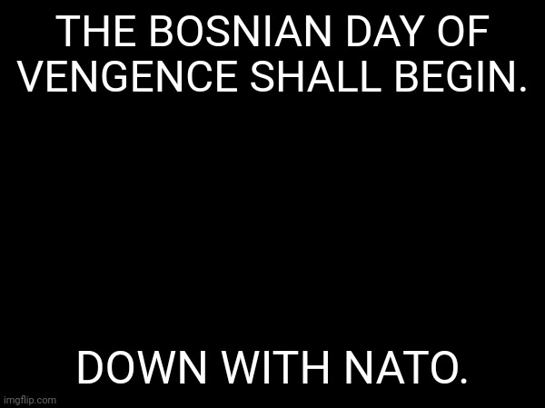 THE BOSNIAN DAY OF VENGENCE SHALL BEGIN. DOWN WITH NATO. | made w/ Imgflip meme maker