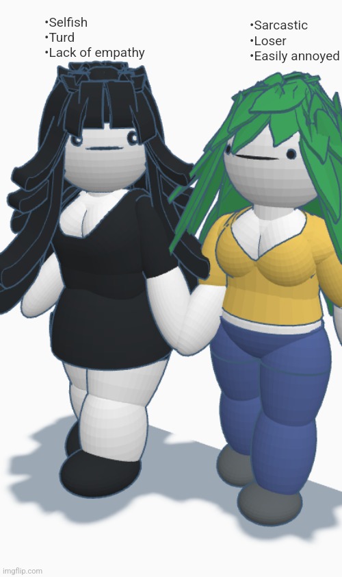Make headcanons for Elena and Penelope's relationship | •Selfish
•Turd
•Lack of empathy; •Sarcastic
•Loser
•Easily annoyed | made w/ Imgflip meme maker