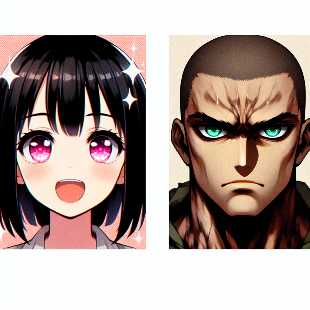 Happy face black hair anime girl with pink eyes and black hair m Blank Meme Template