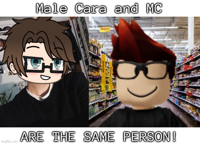 MC and Male Cara are the same person confirmed. | Male Cara and MC; ARE THE SAME PERSON! | image tagged in male cara selfie,mc smiling,mc,male cara,memes,same person | made w/ Imgflip meme maker