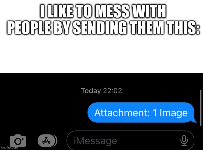 PRENK | I LIKE TO MESS WITH PEOPLE BY SENDING THEM THIS: | image tagged in blank white template | made w/ Imgflip meme maker