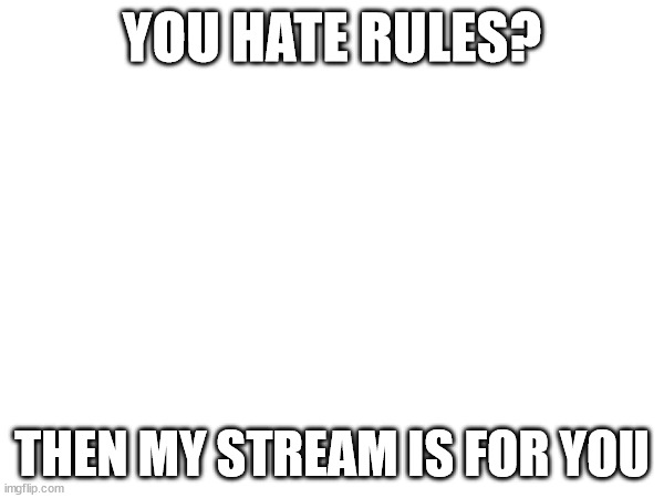 well i hate rules | YOU HATE RULES? THEN MY STREAM IS FOR YOU | image tagged in rules | made w/ Imgflip meme maker