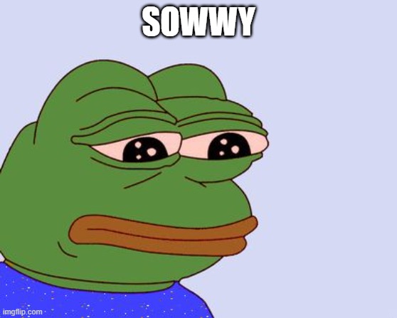 SOWWY | image tagged in pepe the frog | made w/ Imgflip meme maker