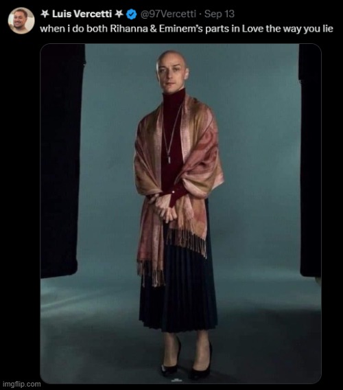 Really good song BTW | image tagged in eminem,rihanna,love the way you lie,clothing,fashion,huh | made w/ Imgflip meme maker