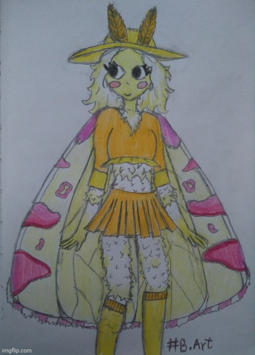 Here's Miry coloured in | image tagged in drawing,moth,human | made w/ Imgflip meme maker