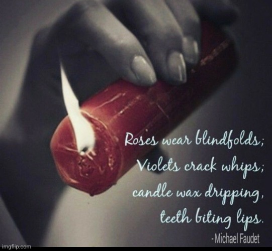 Roses wear blindfolds... | image tagged in candles,teeth,bite,lips,hot,poetry | made w/ Imgflip meme maker