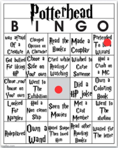 Potterhead bingo | image tagged in potterhead bingo | made w/ Imgflip meme maker