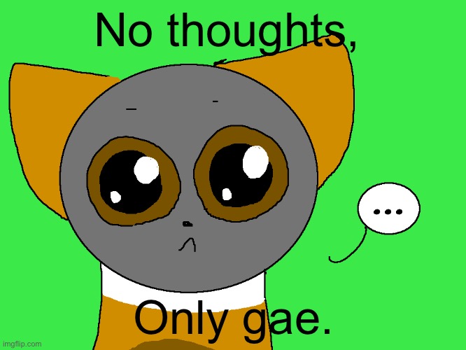 (Art from warrior cats fanfic) | No thoughts, Only gae. | image tagged in gay,cat | made w/ Imgflip meme maker