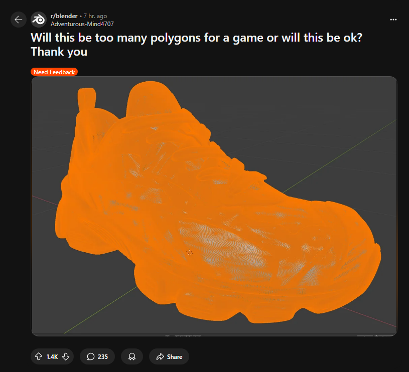 high poly mesh shoe Blank Meme Template