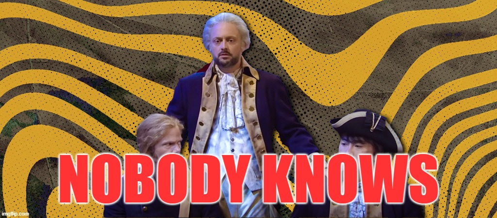 Nobody Knows, Not Even George | NOBODY KNOWS | image tagged in trippy george washington | made w/ Imgflip meme maker