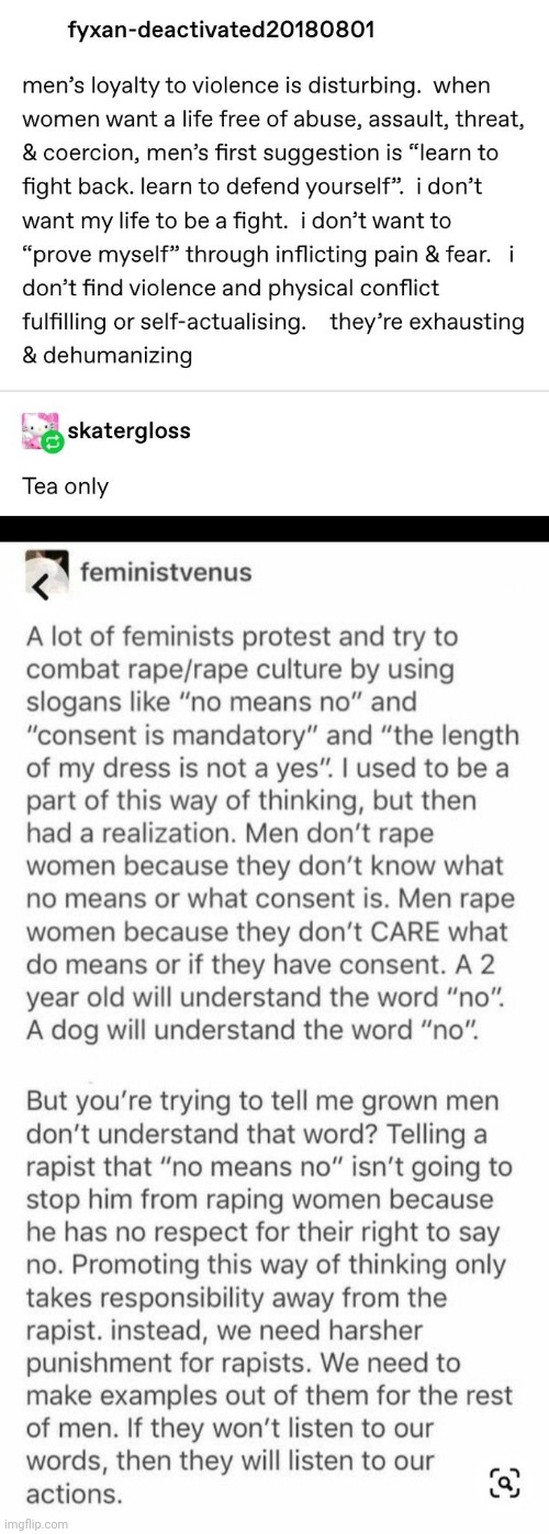 Point/Counterpoint | image tagged in misogyny,feminism,rape,violence,punishment,dehumanization | made w/ Imgflip meme maker