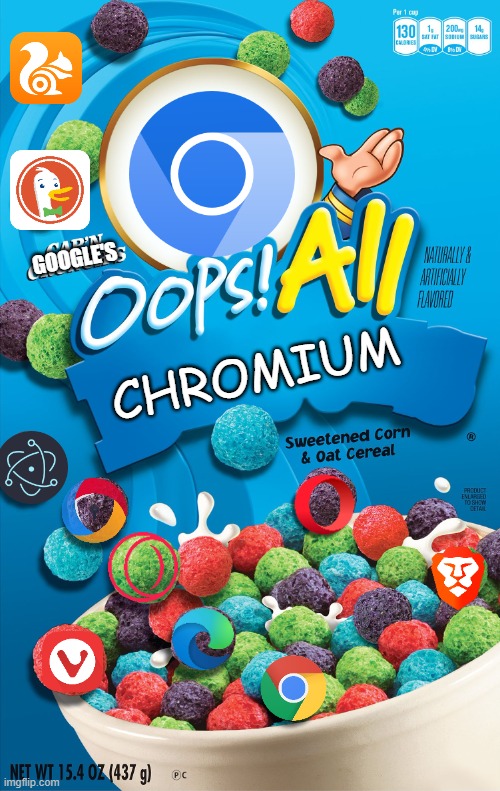 Oops! all chromium | GOOGLE'S; CHROMIUM | image tagged in oops all berries | made w/ Imgflip meme maker