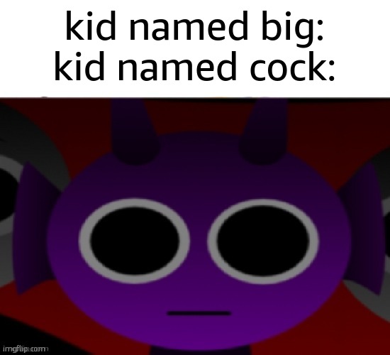 Durple Stare at you (without text) | kid named big:
kid named cock: | image tagged in durple stare at you without text | made w/ Imgflip meme maker