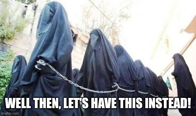 Muslim woman | WELL THEN, LET'S HAVE THIS INSTEAD! | image tagged in muslim woman | made w/ Imgflip meme maker