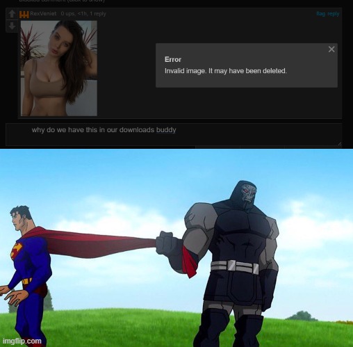 image tagged in darkseid pulling superman cape | made w/ Imgflip meme maker