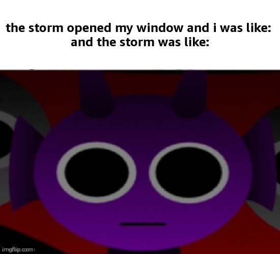 all good now i locked the window | the storm opened my window and i was like: 
and the storm was like: | image tagged in durple stare at you without text | made w/ Imgflip meme maker