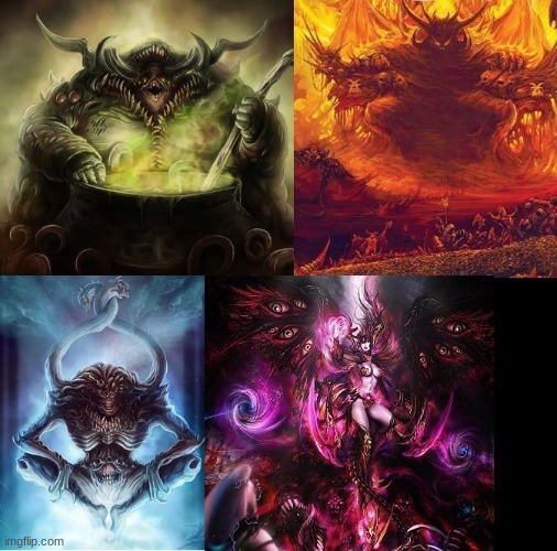 Warhammer 40k chaos gods | image tagged in warhammer 40k chaos gods | made w/ Imgflip meme maker