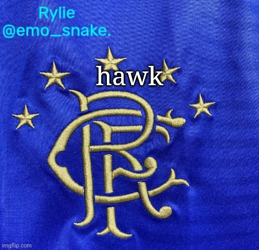 Emosnake's Rangers FC temp | hawk | image tagged in emosnake's rangers fc temp | made w/ Imgflip meme maker