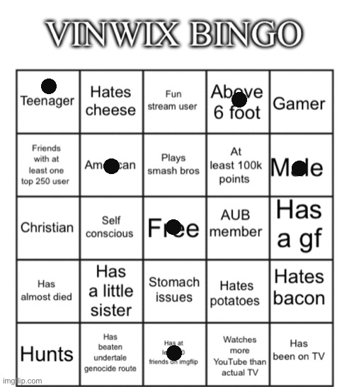 VinWix bingo | image tagged in vinwix bingo | made w/ Imgflip meme maker