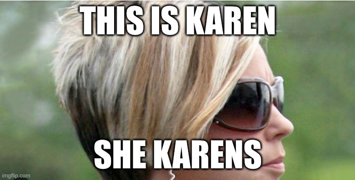 THIS IS KAREN; SHE KARENS | image tagged in karen | made w/ Imgflip meme maker